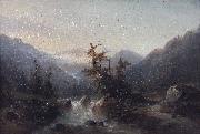 Johann Hermann Carmiencke A mountain stream oil painting on canvas